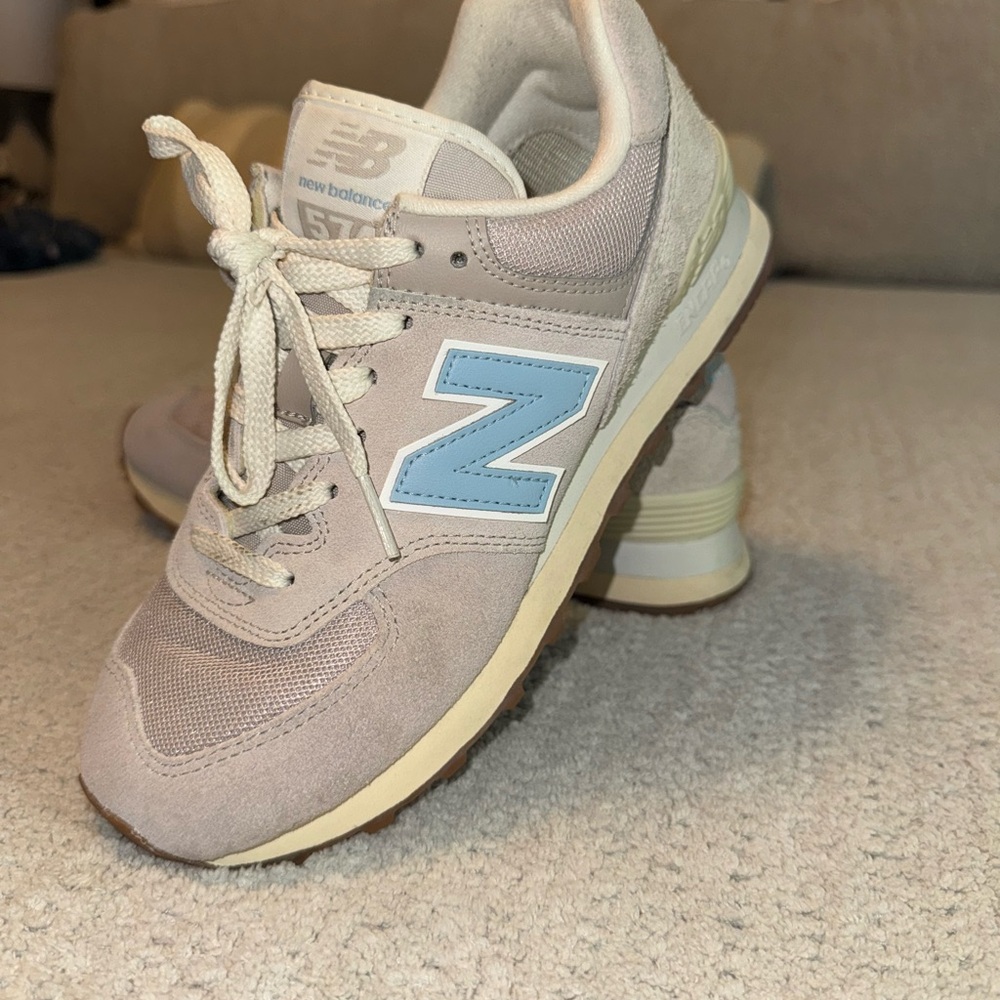 New Balance 574 Gray and Light Blue Sneakers